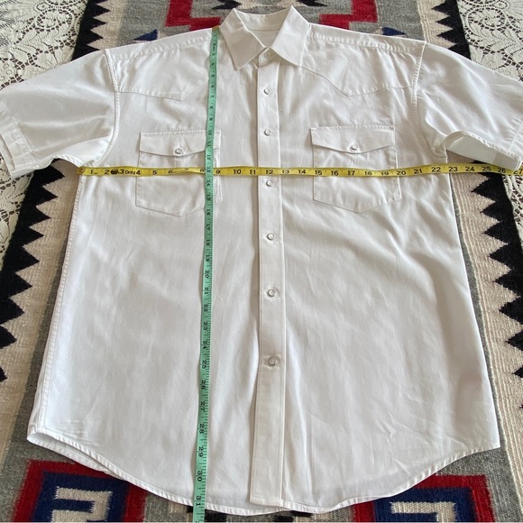 Panhandle Slim Vintage White Short Sleeve Pearl Snap Western Shirt - Men’s Large - Picture 8 of 12